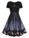 Purple 1950s Halloween Button Dress