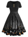 Black 1950s Halloween Button Dress