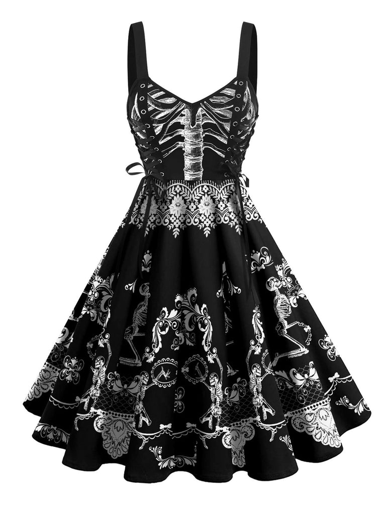 Black 1950s Lace-up Halloween Dress