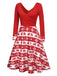 Red 1950s Christmas Patchwork Swing Dress