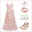 Light Pink Butterfly Strap Lace-up Vintage Dress