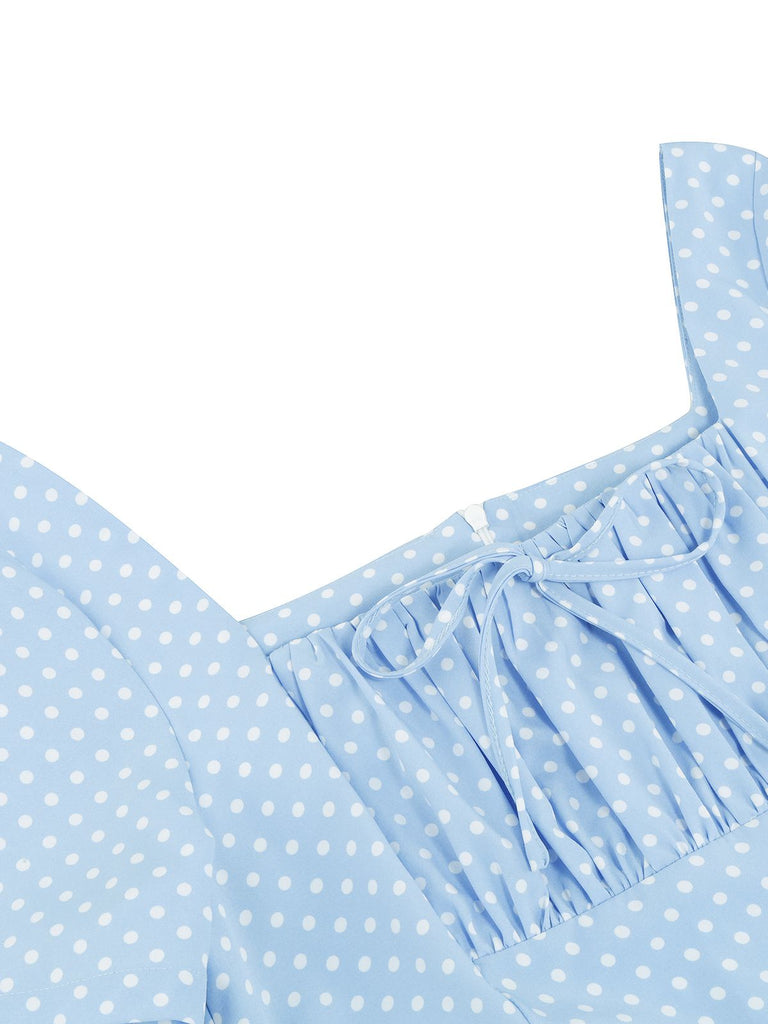 Sky Blue 1950s Polka Dot Swing Dress