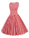 1950s Stripe Crew Neck Swing Dress