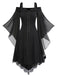 [US Warehouse] Black 1950s Bat Sleeve Lace-Up Dress