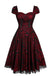 Wine Red 1950s Skull Mesh Swing Dress