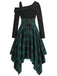 1950s Long Sleeve Patchwork Swing Dress