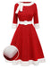 Red 1950s Solid Plush Christmas Dress