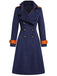 Navy Blue 1950s Patchwork Button Coat