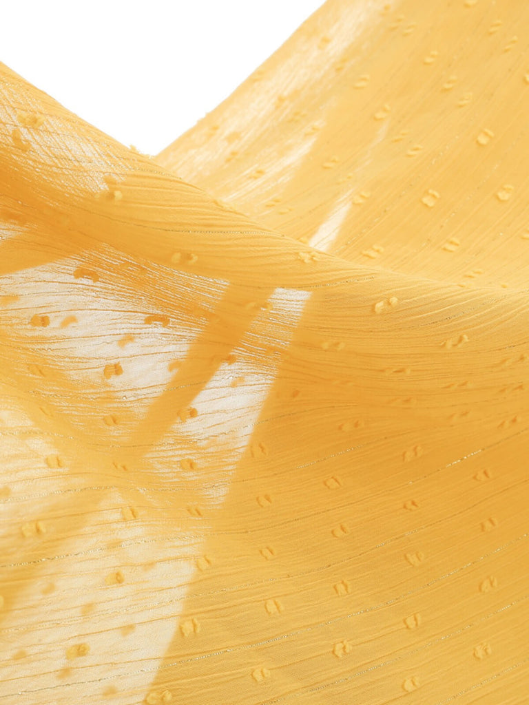 Yellow 1950s Transparent Sleeve Patchwork Dress