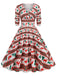 1950s Christmas Patchwork V-neck Dress