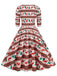 1950s Christmas Patchwork V-neck Dress