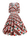 1950s Christmas Patchwork V-neck Dress