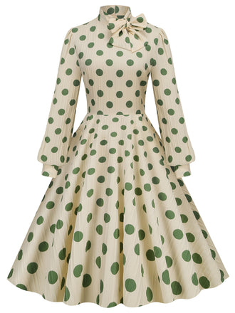 1950s Polka Dots Bowknot Swing Dress