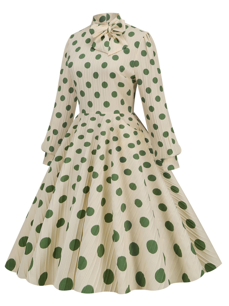 1950s Polka Dots Bowknot Swing Dress