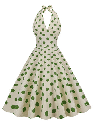 1950s Polka Dot Halter Swing Dress