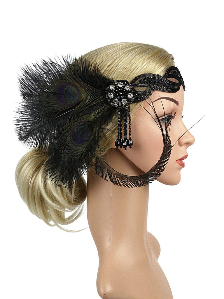 [US Warehouse] 1920s Feather Sequin Headband