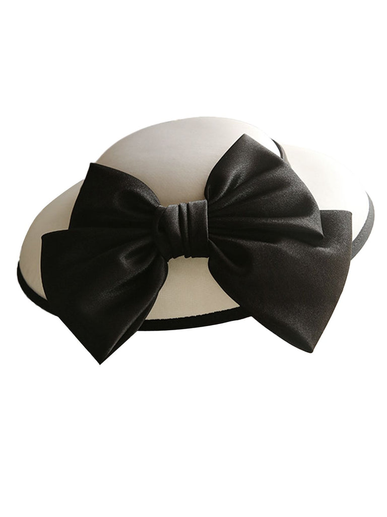 White Retro Bow Knot Wedding Hat