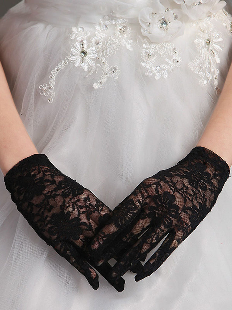 Retro Floral Lace Sheer Gloves