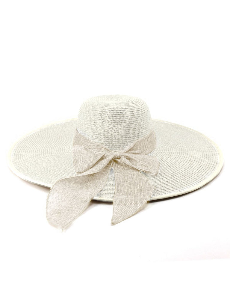 Ribbon Wide Brim Raffia Sun Hat