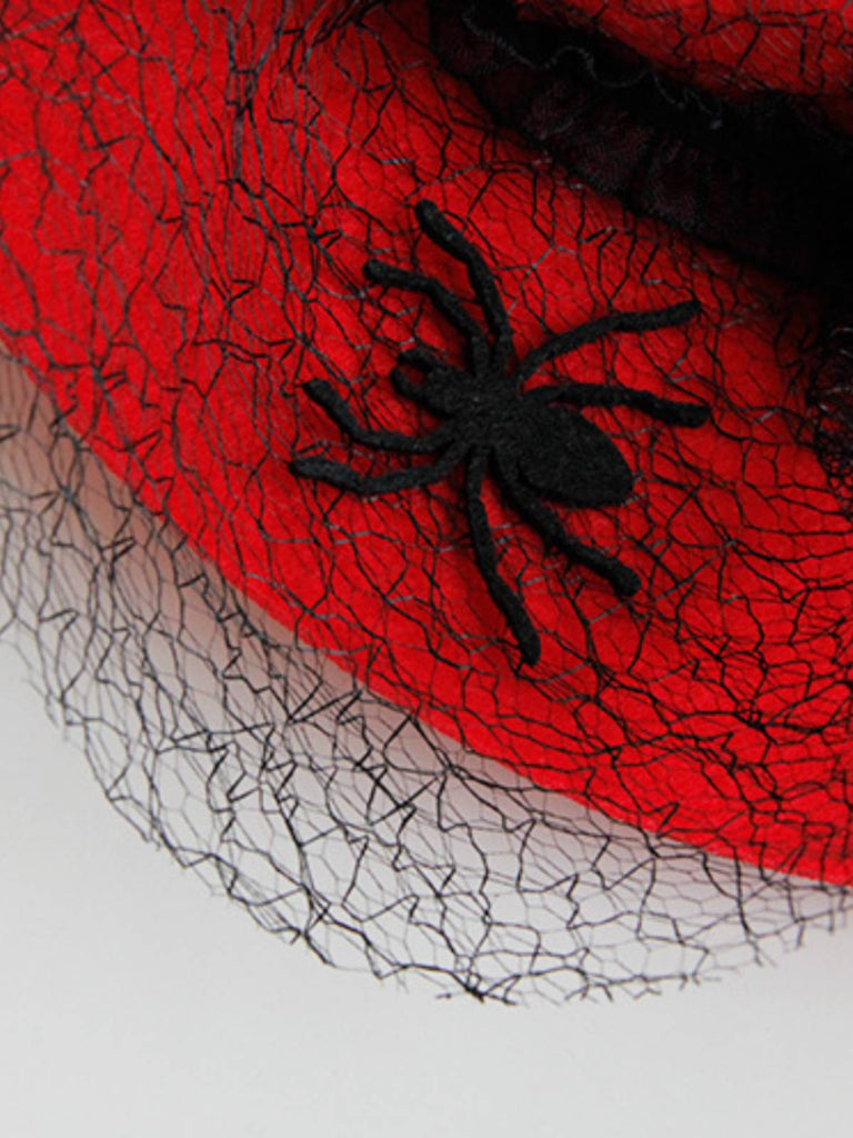 Red Retro Halloween Lace Spider Hat