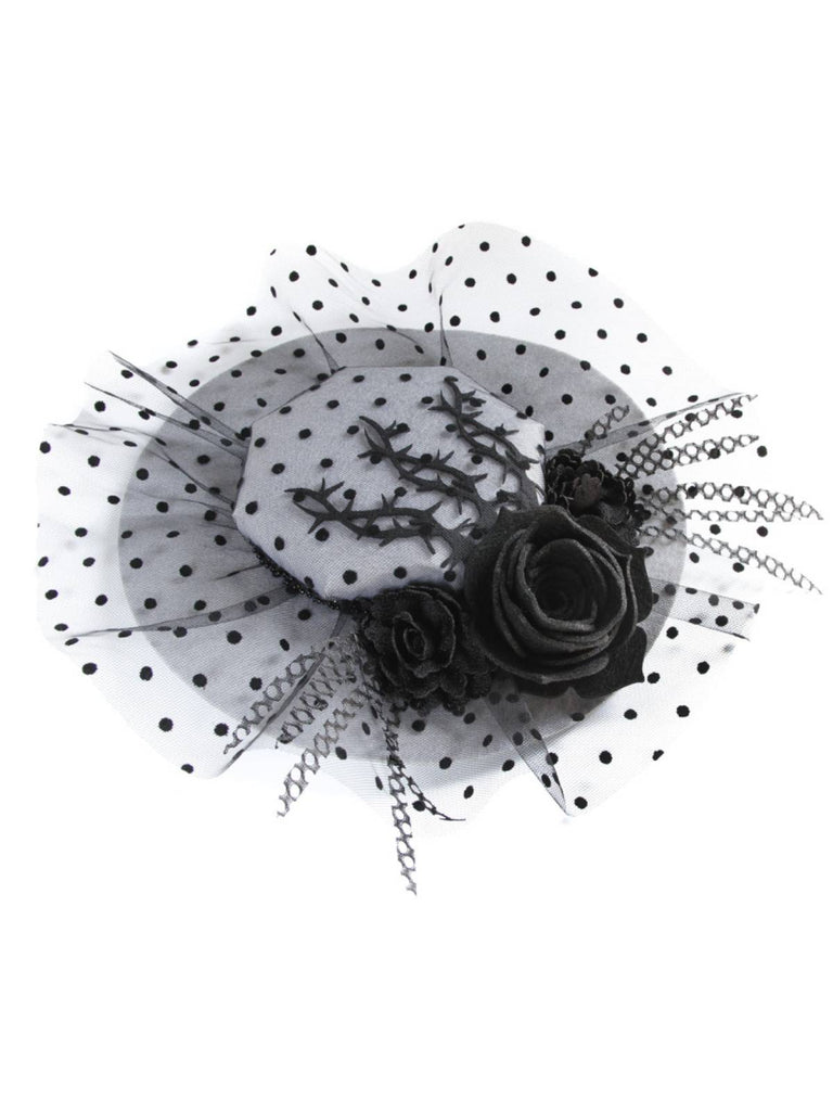 Gray Retro Halloween Lace Hat