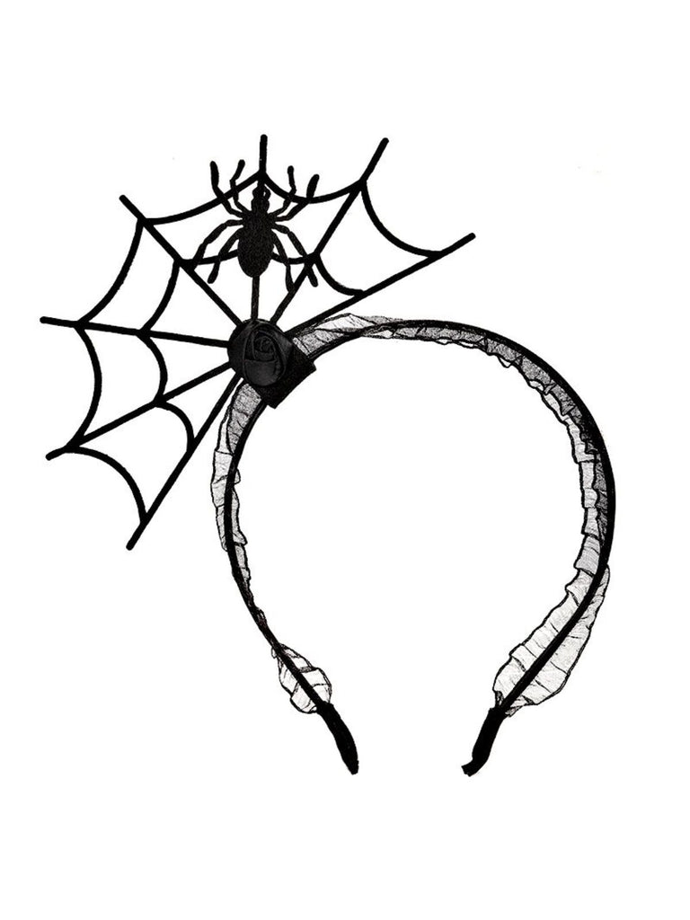 Black Halloweeen Solid Spider Web Headband