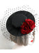 Black Retro 3D Roses Mesh Hat