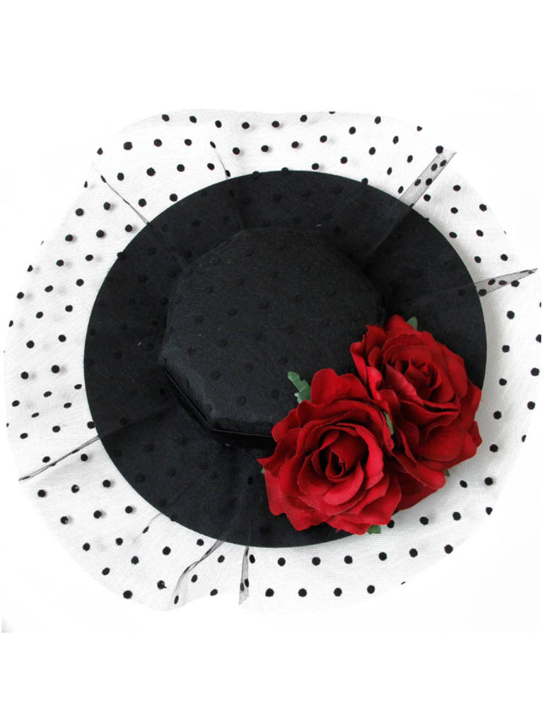 Black Retro 3D Roses Mesh Hat