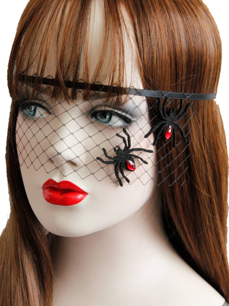 Halloween Rhinestones Spider Mesh Headband