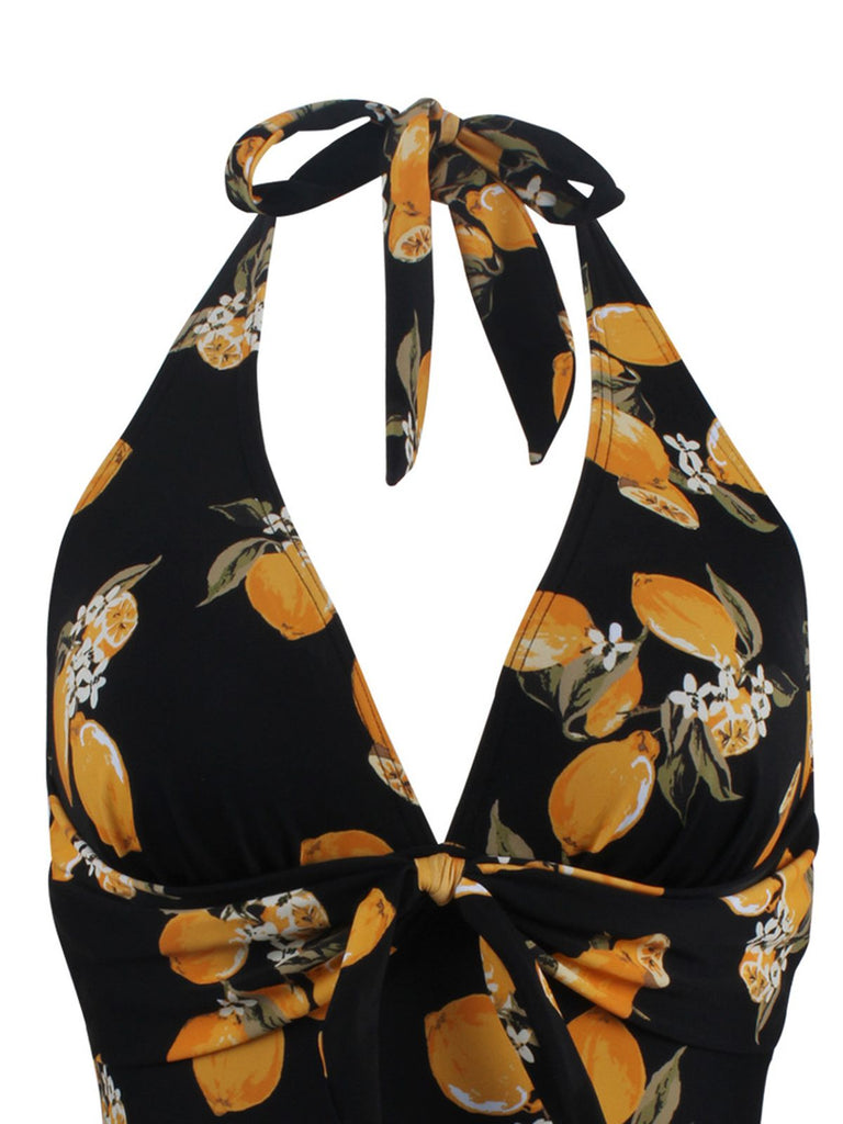 1950s Halter Lemon One-Piece Swimsuit