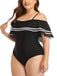 Plus Size Ruffled Stripes Swimsuit