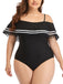 Plus Size Ruffled Stripes Swimsuit