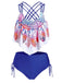 Spaghetti Strap Feather Tankini Set