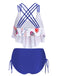 Spaghetti Strap Feather Tankini Set