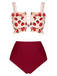 [Pre-Sale] Red 1940s Strawberry Mesh Strap Swimsuit