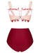 [Pre-Sale] Red 1940s Strawberry Mesh Strap Swimsuit