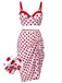 Red 1950s Polka Dot Pleated Swimsuit