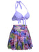1940s Flowers Lace-Up Halter Swimsuit