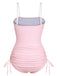 Pink 1940s Rose Strap One-piece Swimsuit