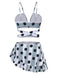 Multi 1940s Striped Polka Dots Strap Swimsuit