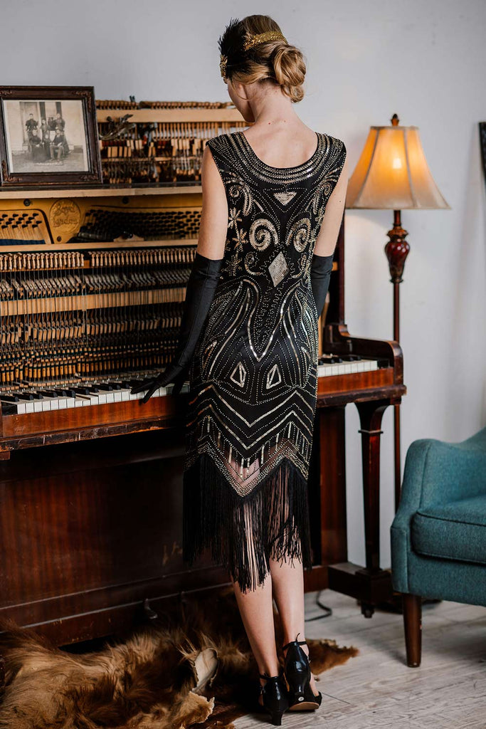 [US Warehouse] 1920s Sequined Fringe Flapper Dress