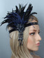 [US Warehouse] Black Blue 1920s Feather Headband
