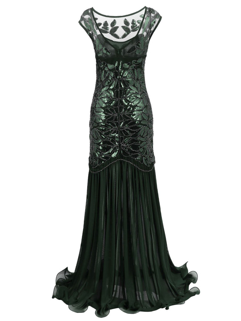 [US Warehouse] Green 1920s Sequin Maxi Flapper Dress