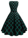 Green 1950s Plaid Belted Swing Dress