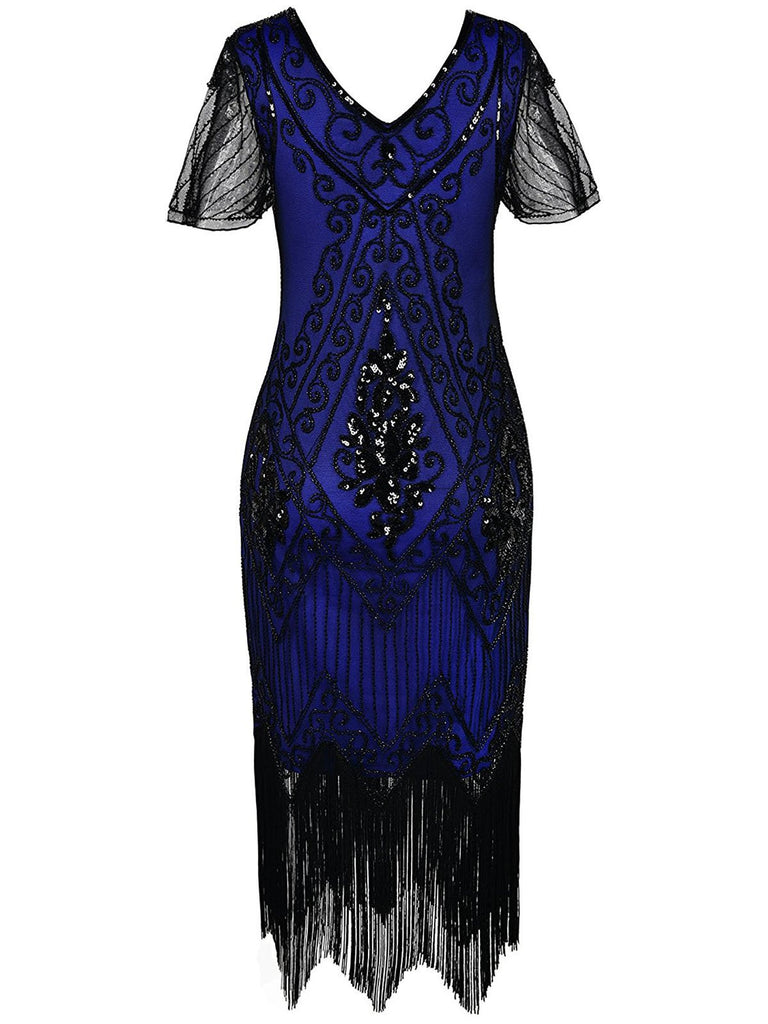 1920s Sequin Art Deco Flapper Dress