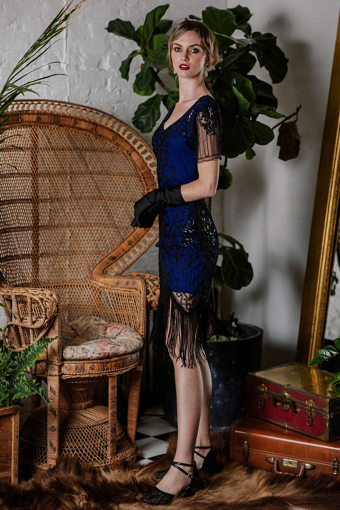 1920s Sequin Art Deco Flapper Dress