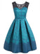 Blue 1950s Floral Sweetheart Swing Dress