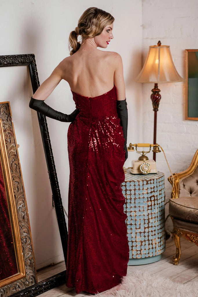 Strapless Sequin Bridesmaid Dress, classic vintage style elegant retro fashion - Image 2