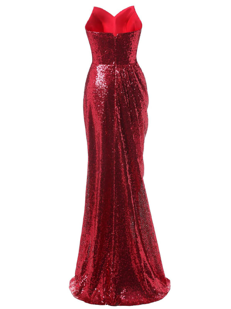 Strapless Sequin Bridesmaid Dress, classic vintage style elegant retro fashion - Image 7