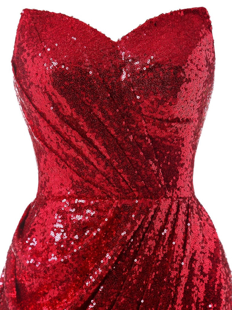 Strapless Sequin Bridesmaid Dress, classic vintage style elegant retro fashion - Image 8